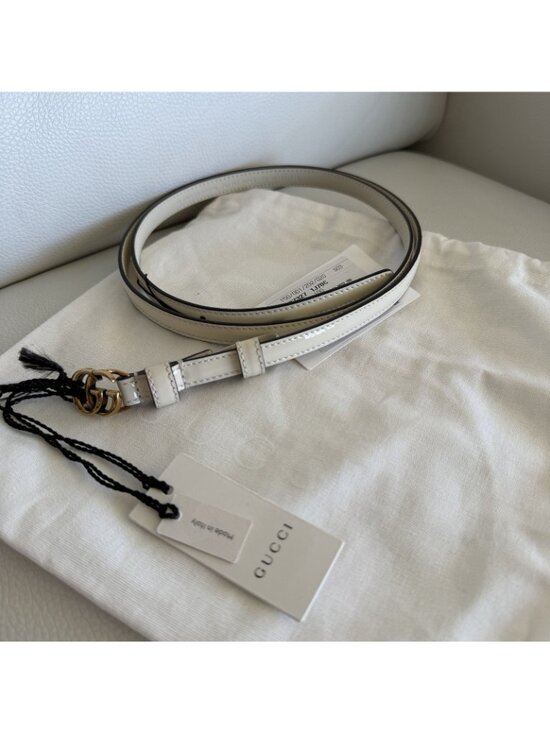 NEW Gucci 707327 GG Thin Patent Belt Size 110/42 White main image 7